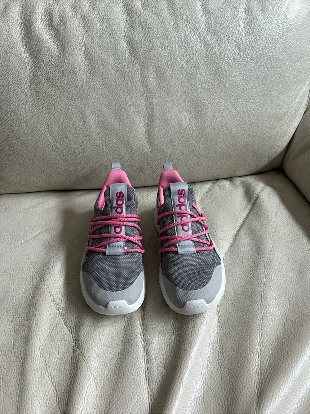 Adidas Gray and Pink Athletic Sneakers, Size 6